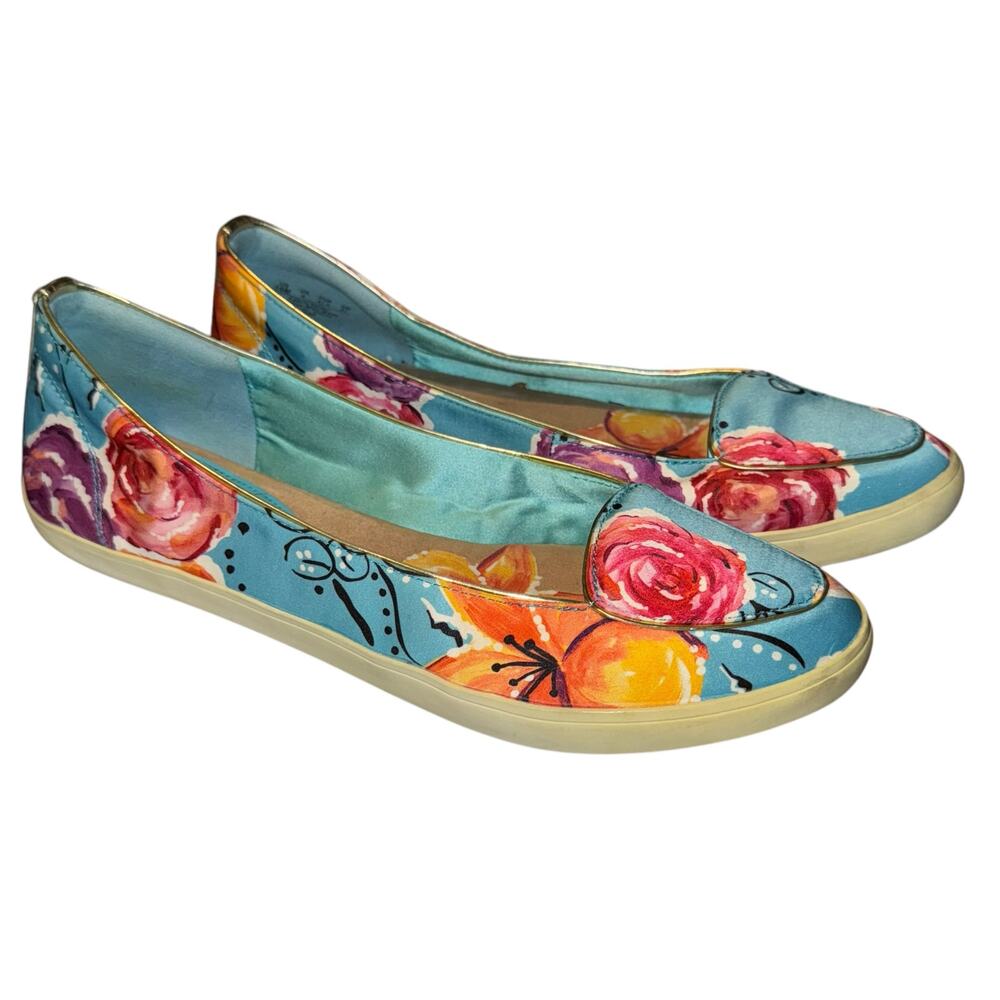 Naturalizer Clara Floral Flats Womens 10 Artsy Vacation Spring Summer‎ Beach